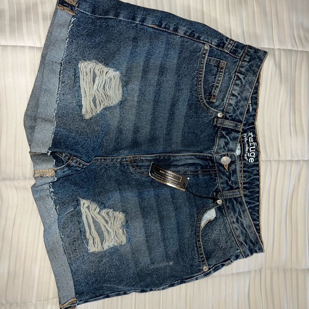 Refuge Women's Jean‎ Mom Shorts - Dark Blue